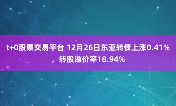 t+0股票交易平台 12月26日东亚转债上涨0.41%，转股溢价率18.94%