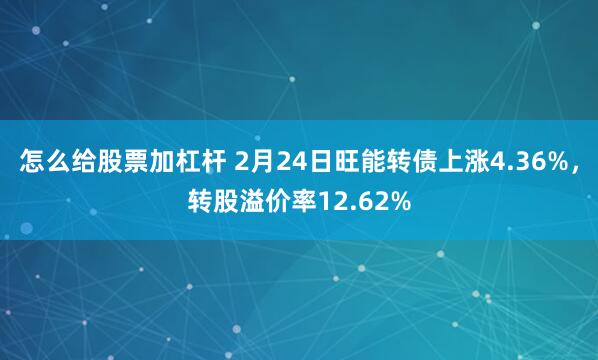 怎么给股票加杠杆 2月24日旺能转债上涨4.36%，转股溢价率12.62%