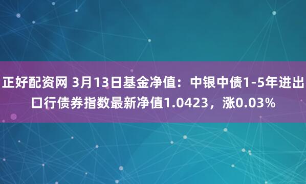 正好配资网 3月13日基金净值：中银中债1-5年进出口行债券指数最新净值1.0423，涨0.03%